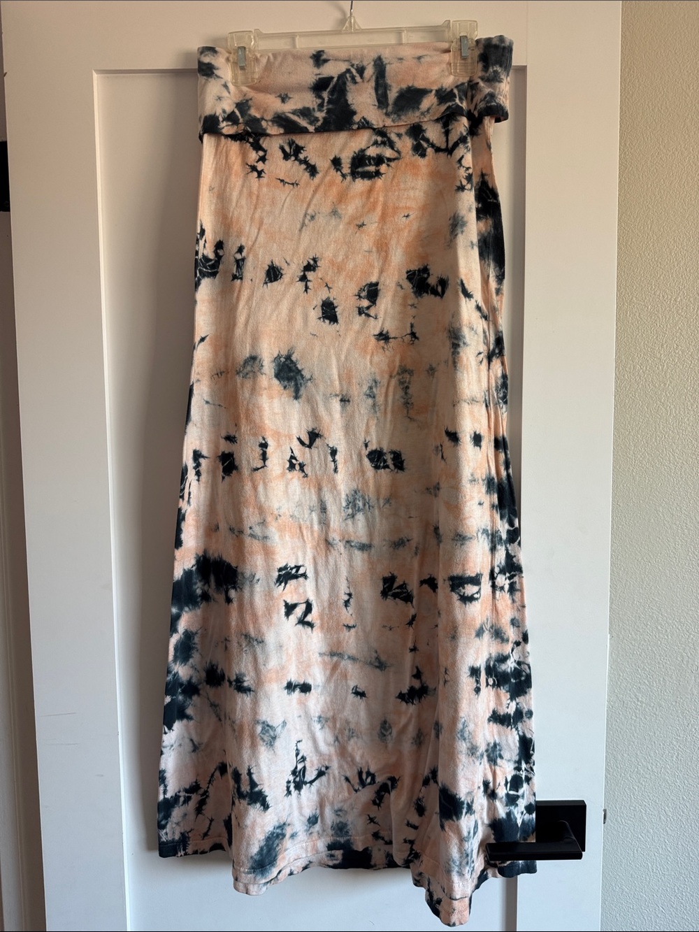Volcom Tie-Dye Maxi Skirt in Peach & Blue/Black